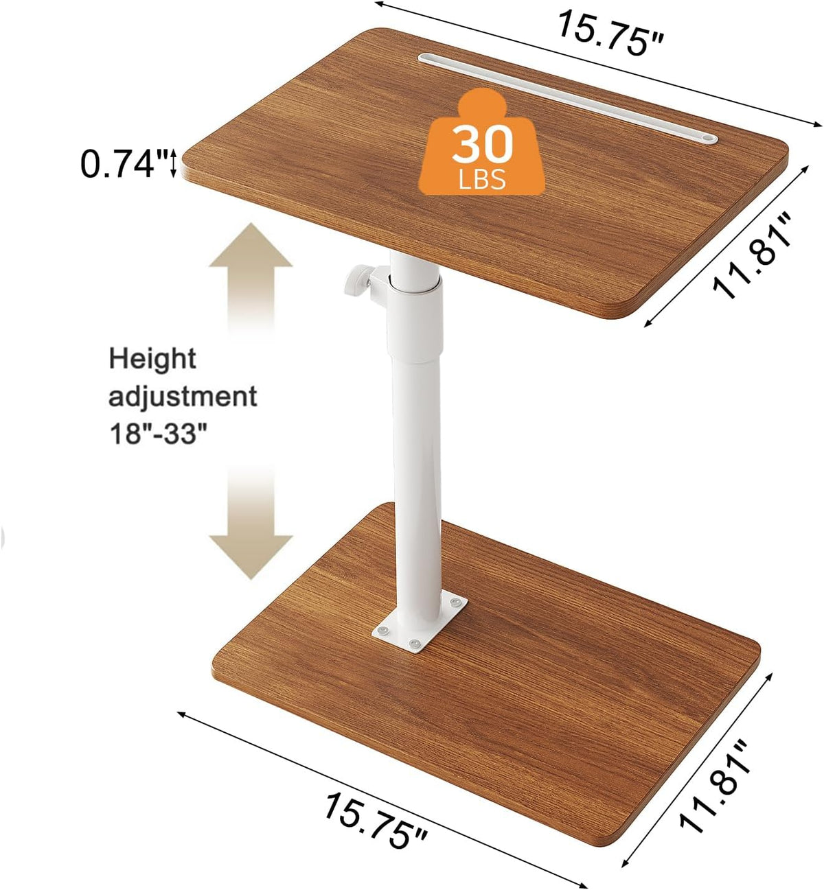 CAIYUN C Shaped Side Table, Height Adjustable Swivel 360° Rotating, End Table for Small Spaces, Sofa Side Table with Metal Frame for Living Room, Bedroom, Oak - Image 3