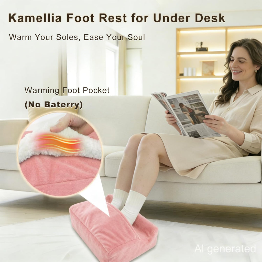 Foot Rest for Under Desk At Work,Ergonomically Designed Home Footrest with Warm Feet Pocket,Comfort Foam Foot Stool Used As A Foot Or Leg Elevator Under Desks,Office Chairs & Sofas or Couch - Pink - Image 6