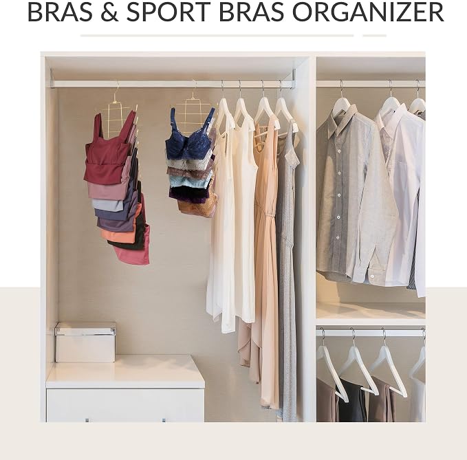 ZEDODIER 2 Pack Tank Top Hanger, Bra Organizer for Closet, Space Saving | 32 Hooks Total, Sturdy Metal, 360° Rotating, Foldable Design, Hanging Closet Organizers and Storage for Apartments and Dorms - Image 5