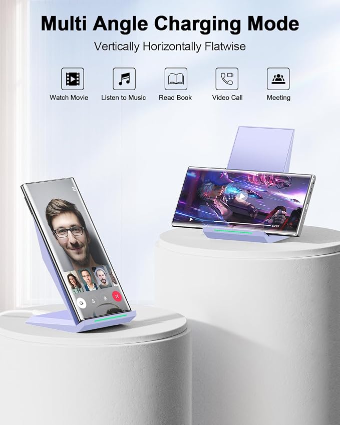 NANAMI Fast Wireless Charger 2 Pack, Desktop Wireless Charging Stand | Compatible with iPhone 17/17 Air/16/15/14/13, Phone Charger Dock for Samsung Galaxy S26/S25/S24/S23/S22/S21, Pixel 8/7 - Image 4