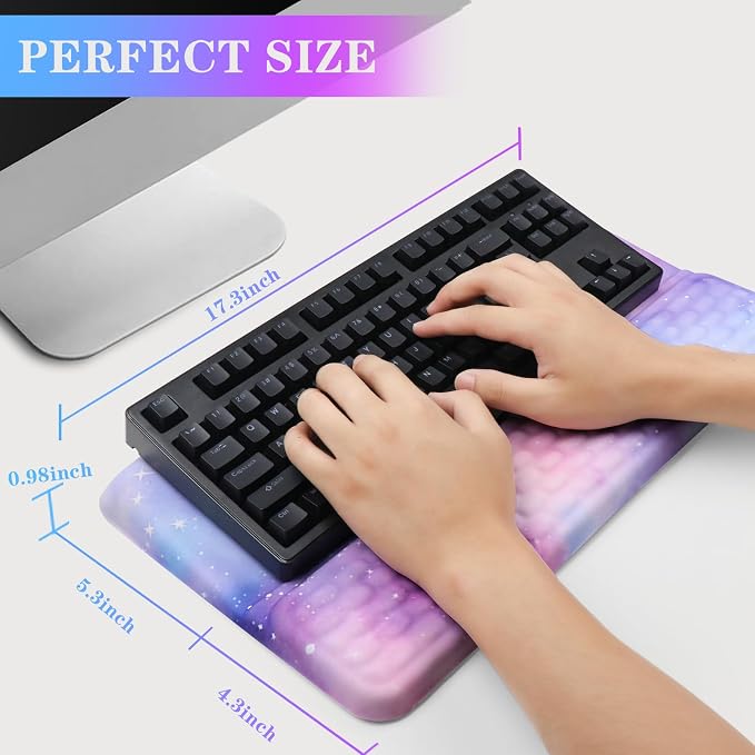 Computer Keyboard Stand with Wrist Rest, Ergonomic Tilted Keyboard Holder - Keyboard Riser with Wrist Pad - Keyboard Tray Support for Office Home -Colorful Stars - Image 6