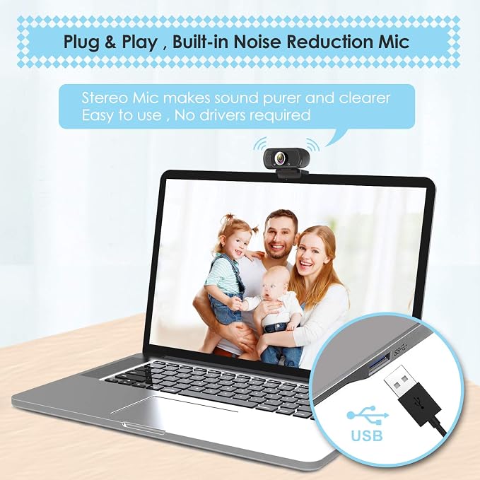 ToLuLu 1080P Webcam with Microphone, HD Webcam Web Camera with Tripod Stand | Widescreen USB Computer Camera, Streaming Mic Web cam for Online Calling/Conferencing,Facetime/YouTube Desktop Laptop PC - Image 4
