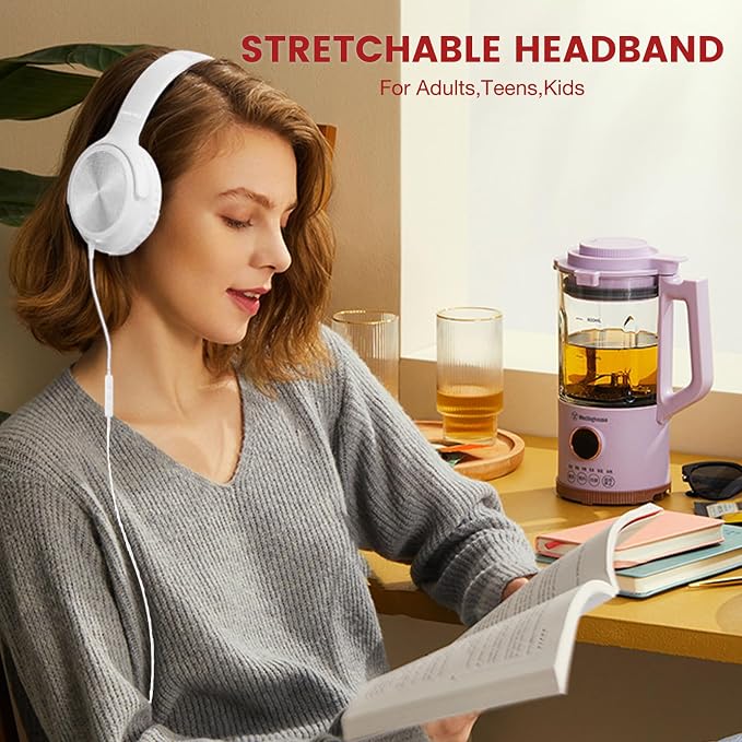 Cowyawn USB C Headphones Wired, Over Ear USB C Wired Headphones with Microphone, Volume Control, HD Stereo Sound, Foldable USB Type C Headphone for Adult/Teens/Laptop/Computer/iPhone 15/16/17, White - Image 4