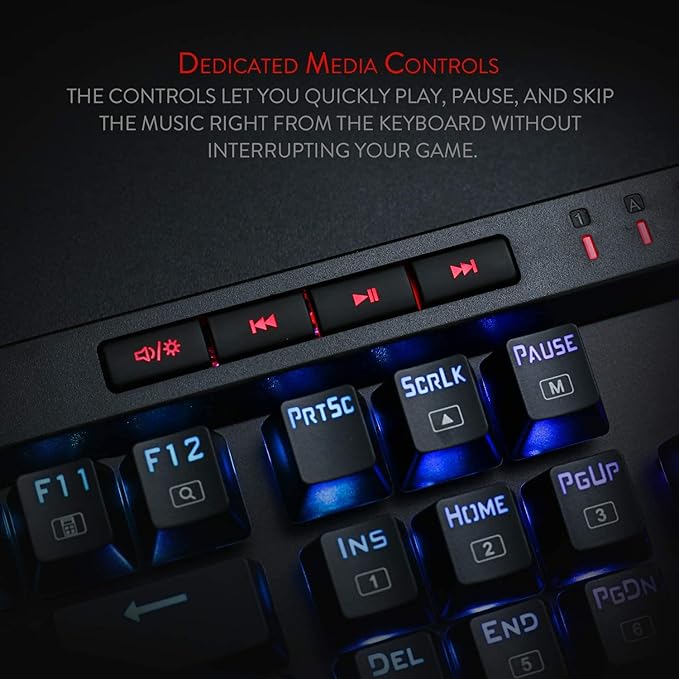 Redragon K580 Wired RGB Mechanical Gaming Keyboard, Macro Key & Media Wheel | 5 On-Board Keybinding Buttons for MMO MOBA Games, Dedicated Media Controls, Tactile Brown Switch for Long-Time Typing Feel - Image 5