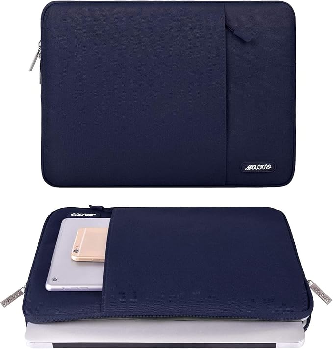 MOSISO Laptop Case 13.3 inch, 13-13.3 inch Laptop Sleeve Bag with Pocket | Compatible with MacBook Air/Pro 13/Pro 14 M5 M4 M3 M2 M1, HP Dell ASUS Lenovo, Polyester Vertical Computer Bag, Navy Blue - Image 2