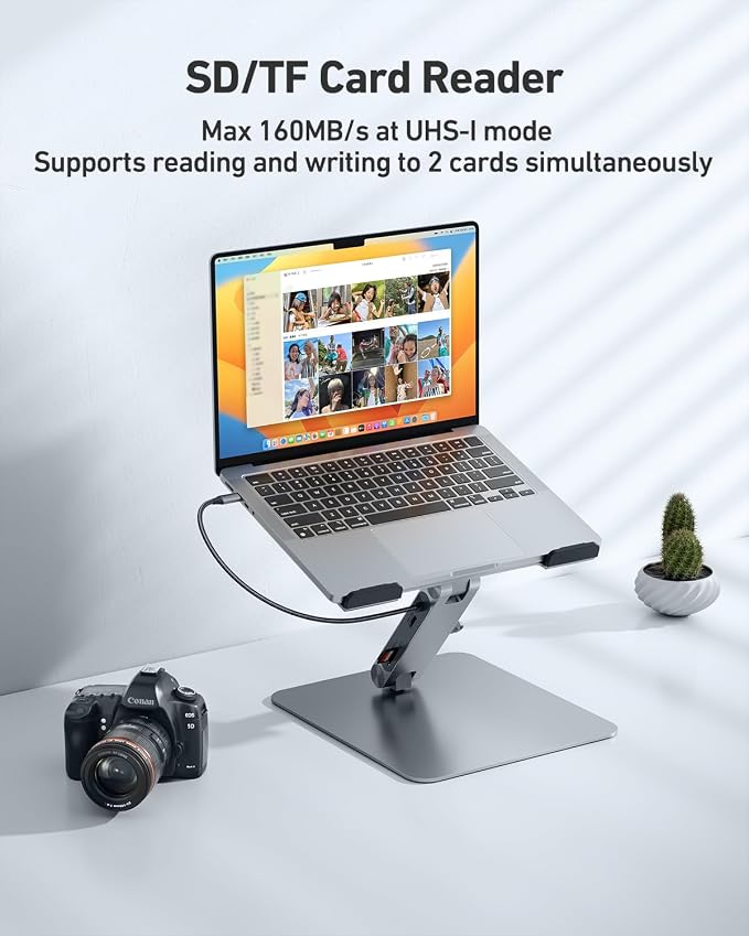 BENFEI Laptop Stand with USB C 7in1 Docking Station,HDMI 4K@60Hz,1*SD 1*Micro SD,100W Power Delivery,10Gbps 1*USB C 3.2 and 2*USB A 3.2 Compatible with MacBook Pro/Air, iPad Pro, XPS, Thinkpad - Image 6