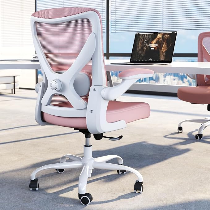 Office Chair: 330LBS Mesh Ergonomic Desk Chair Comfy with 3D Lumbar& Swivel | Ergalithic Computer Chair-Executive Task Work Chairs with Flip-up Arm Home Office Desk Chairs Gaming Chair for Adults(Pink) - Image 9