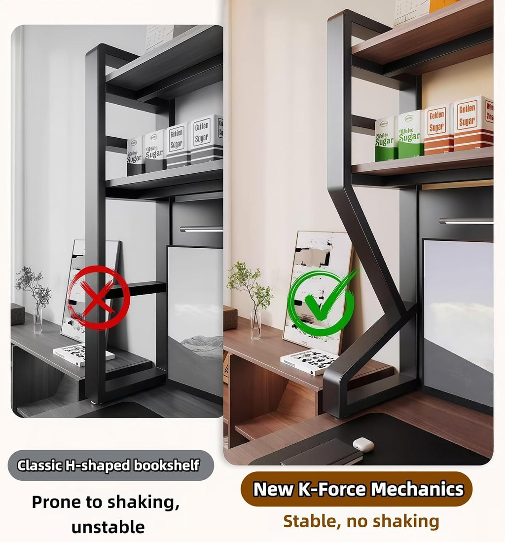 Desktop Bookshelf, Multi-Size pegboard Storage Organizer Rack,Dorm Desk Shelf, Desk Hutch,Office Desk top Storage Rack,Student Desktop Storage,Desk Shelves for top of des(White, 53.1" Lx9.9 Wx39 H - Image 9