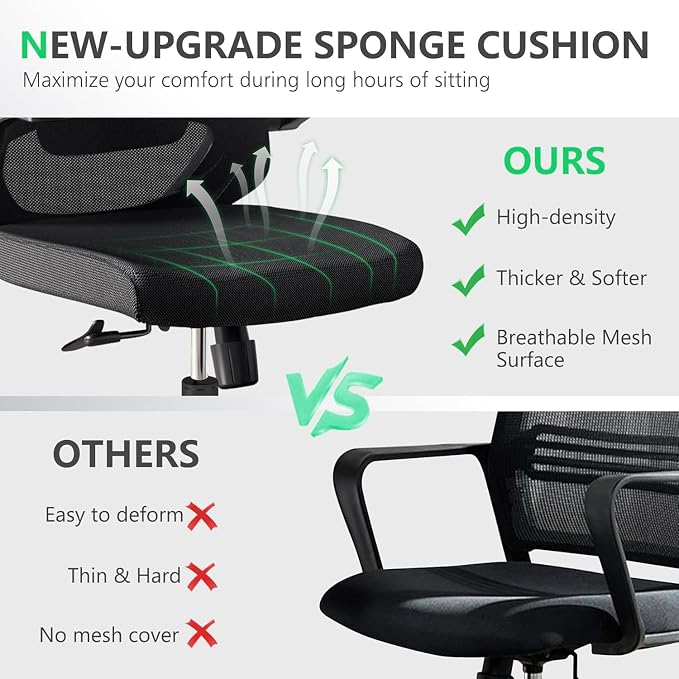 Office Chair (07Black, Chair) | 360° Swivel Adjustable Lumbar Support & Flip-Up Armrests capacity 300 lbs capacity - Image 7