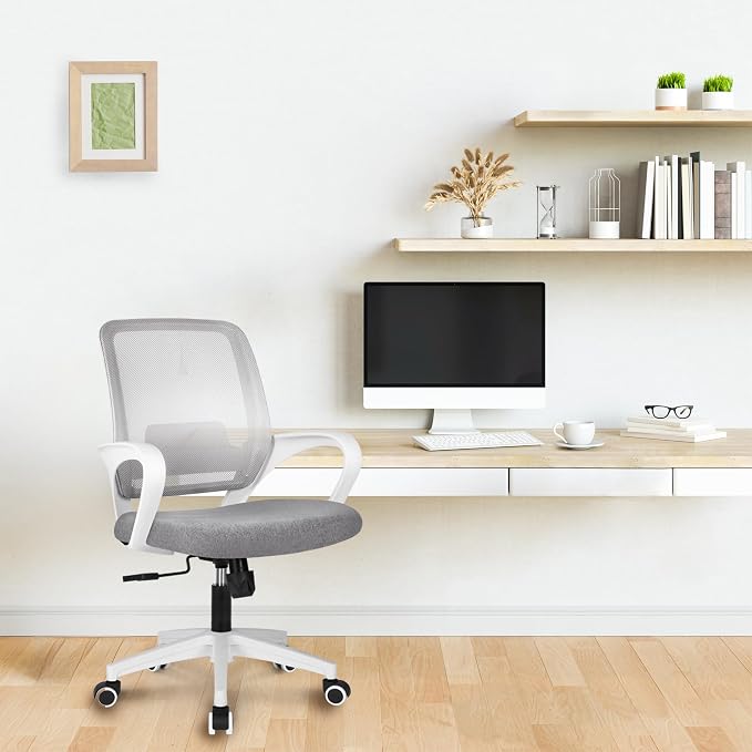 NEO CHAIR Home Office Desk Chair Ergonomic Mesh with Lumbar Support, Grey | Comfortable Mesh Support, Adjustable Height, 360° Swivel and Smooth Casters Designed for Long Hours of Work or Study - Image 7