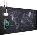 VOVIPO Wireless Charging Mouse Pad 15W, Waterproof Gaming Mousepad with Ultra-Smooth Surface, Non-Slip Base, XXL Large Desk Mat 90 x 40cm,Black World Map Computer Desk Pad for MacBook, PC, Laptop by VOVIPO