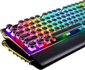 RK ROYAL KLUDGE S108 Typewriter Keyboard, Retro Mechanical Gaming Keyboard Wired 108 Keys with RGB Backlit Sidelight, Detachable Wrist Rest, Round Keycaps Blue Switches - Black by RKROYALKLUDGE
