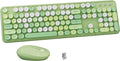 Colorful Wireless Keyboard and Mouse Combo Green Colorful | Full-Sized Office Keyboard with Typewriter Flexible Keys, 2.4GHz Dropout-Free Connection, Optical Mouse for PC Laptop by FCPLU