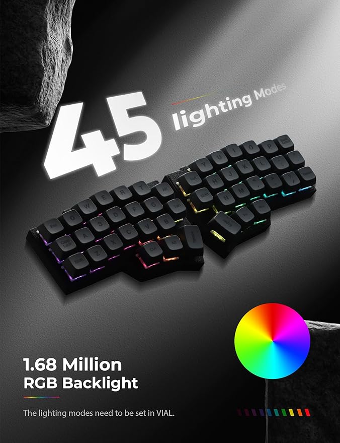 YIVU Corne V4.1 Split Ergonomic Keyboard, 40% 3x6 Ortholinear Layout, Hot-Swappable Mechanical Keyboard with Per-Key RGB, Vial and VIA Programmable, Comes with Pre-Lubed Linear Switches (Wired) - Image 3