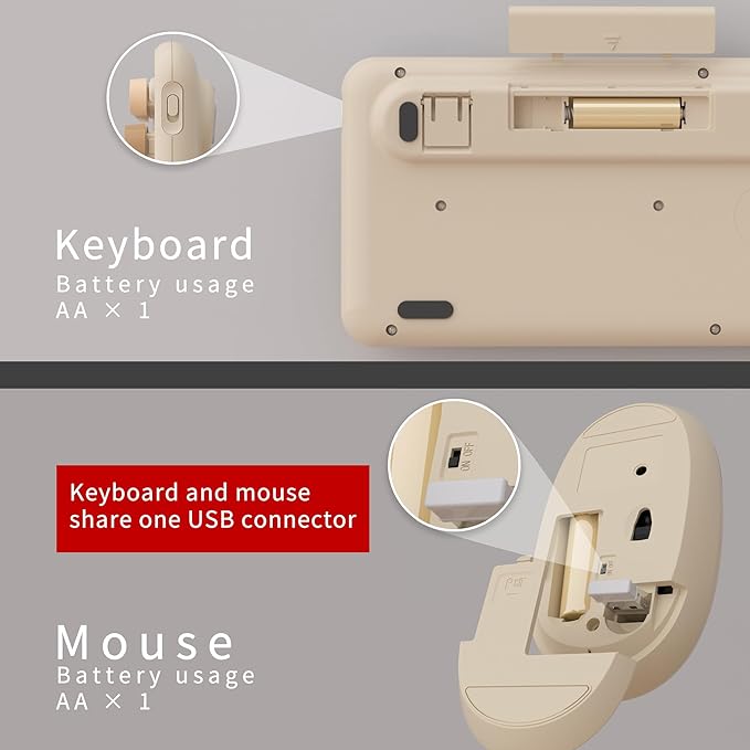 UBOTIE Colorful Wireless Keyboard and Mouse Combo (Milk Tea-Colorful) | Retro Typewriter Floating Full-Sized Keys Computer Keyboard with Optical Mouse, 2.4GHz USB Connection for Windows Mac - Image 5