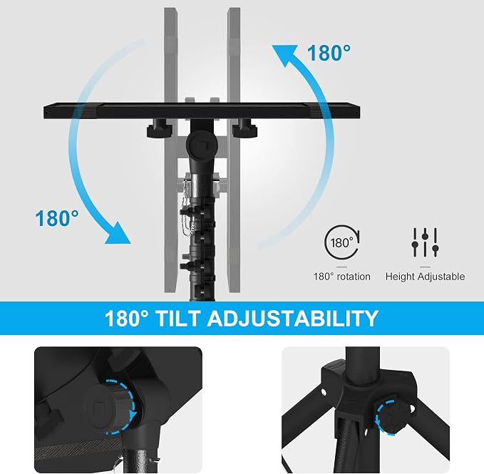 Projector Stand Tripod Laptop Stands Height Adjustable | from 23.5" to 46.5" with Gooseneck Phone Holder, Floor for Office, Home, Stage, Studio, Outdoor, DJ Racks Holder Mount - Image 8