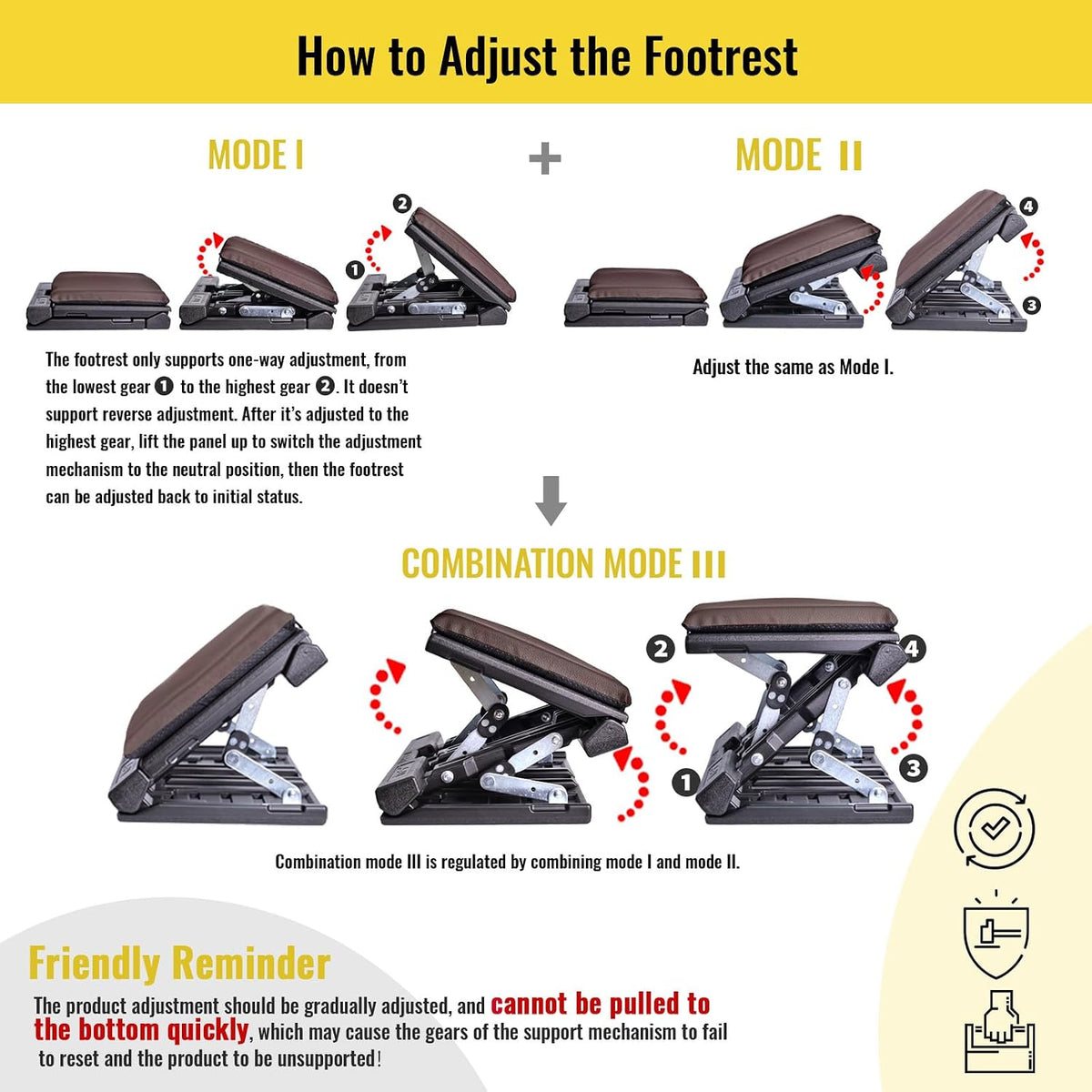 Foot Rest for Under Desk at Work Enlarged, Ergonomic Footrest with Adjustable Height and Angle, Foldable Foot Stool with Removable Pad Massage Beads for Office Gaming Chair Brown - Image 7