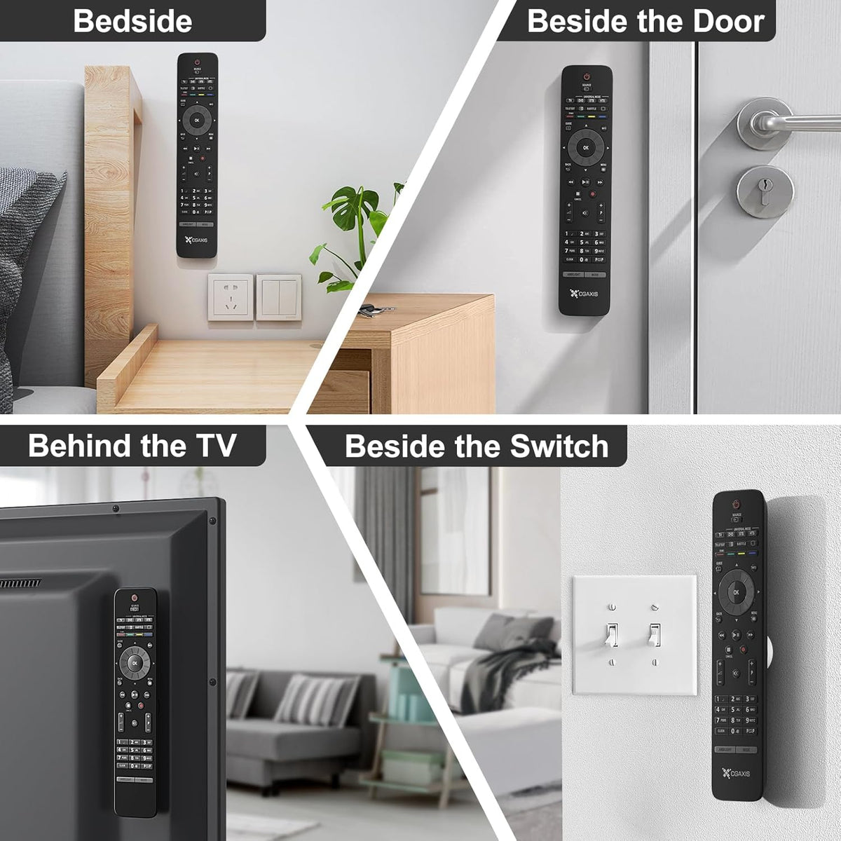 Magnetic Remote Control Holder Wall Mount, 4 Pack Upgrade Remote Control Organizers Storage Self-Adhesive TV Remote Control Caddy for Back of TV White - Image 6