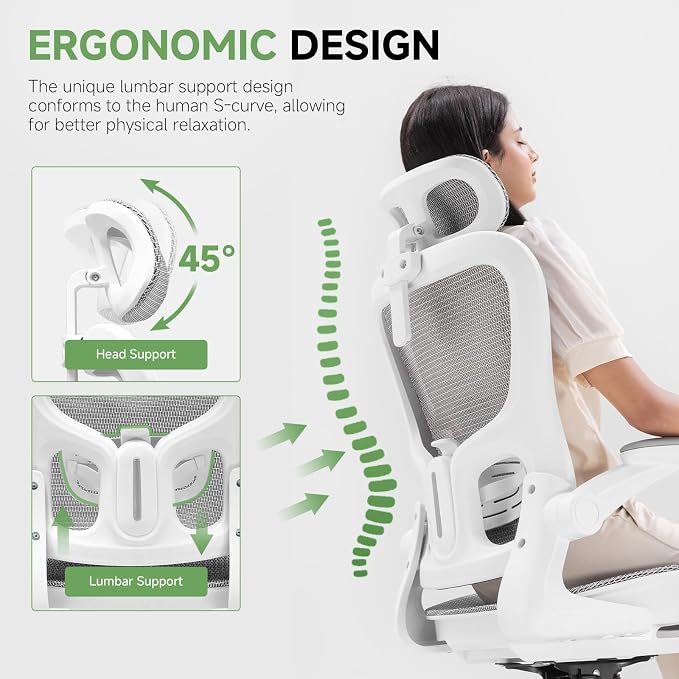 GTPLAYER Office Chair, Home Ergonomic Desk Chair with High Back Mesh, Mesh Office Computer Desk Chairs with Adjustable Lumbar Support, Rolling Work Swivel Task Chairs with 3D Armrests and Headrest - Image 7