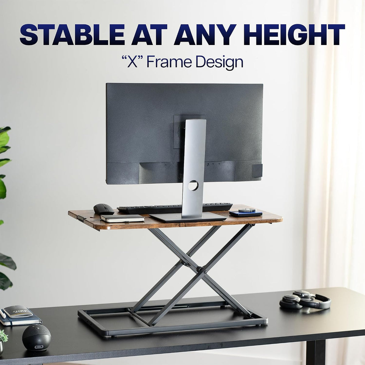 VIVO Manual Height Adjustable Standing Desk Converter, 29" Vintage Brown - Image 5