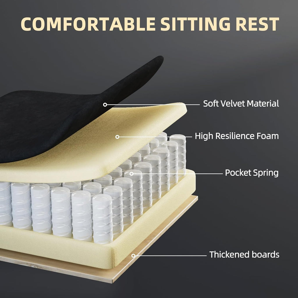 Velvet Fabric Gaming Chair, High Back Ergonomic Gamer Chair for Adult, Comfortable Video Game Chair with Footrest and Massage Lumbar Cushion, Racing Reclining Office Computer Desk Chair Black - Image 6