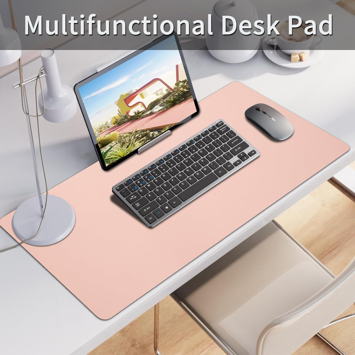 Pink Desk Mat, Waterproof Non-Slip Leather Desk Pad, Large Mouse Pad, Desk Writing Pad, Desk Mat for Keyboard and Mouse Desk Organizers and Accessories (31.5×15.7 Inches) - Image 2