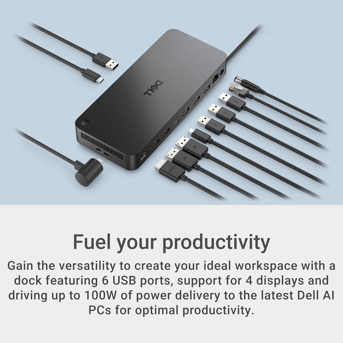 Dell Pro Dock WD25 Universal Docking Station Bundle — USB-C/USB-A Dual Display Dock with 100W Adapter + HDMI Cable + USB-C Cable + DisplayPort Cable + Cleaning Cloth - Image 5