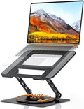 TECKNET Laptop Stand for Desk, 360° Rotating Laptop Stand for 10-17" Laptop | Ergonomic Foldable Height Adjustable Computer Riser for Office, Home, Remote Work Compatible with MacBook, HP Laptops, Black by Tecknet
