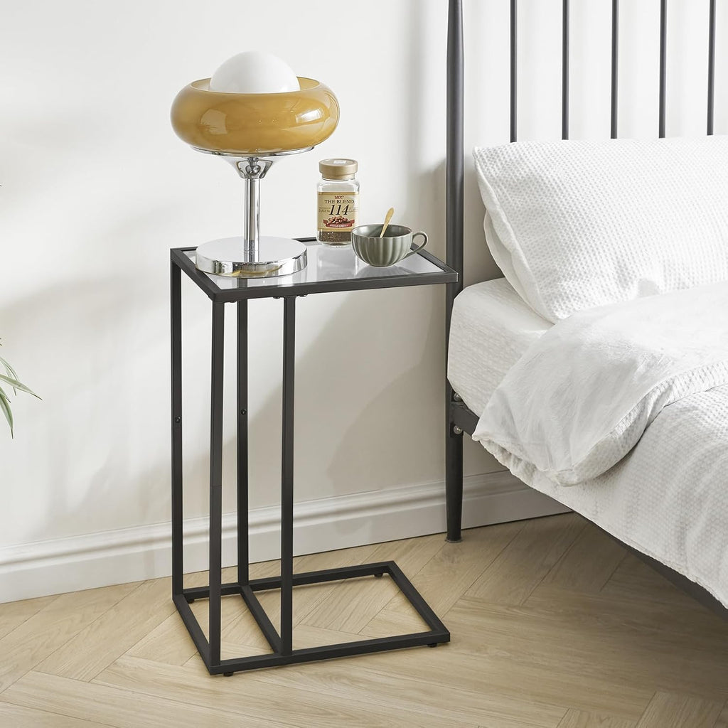 YMYNY C-Shaped End Table, Tempered Glass Side Table for Small Space - Image 5