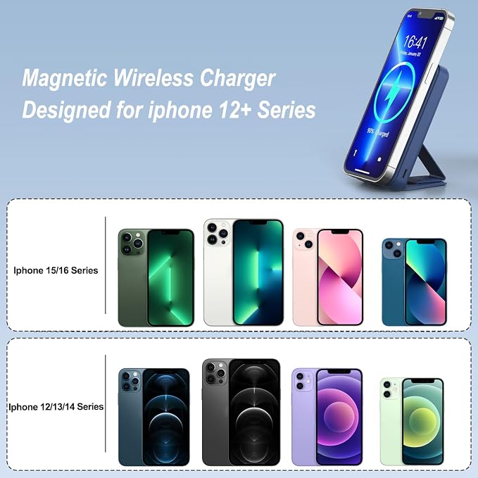 AOGUERBE Magnetic Power Bank, 10000mAh Wireless Portable Charger with Stand | 22.5W PD Fast Charging for Magsafe Battery pack, LED Display, Travel Essential Magnetic Phone Charger for iPhone 17-12 Series - Image 4