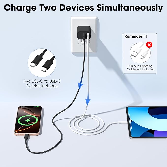iPhone 17 16 15 Charger Fast Charging,20W USB C Wall Charger Block with 6ft Type C to C Cable Cord for Apple iPhone 17/17 Pro/17 Pro Max/17 Air/16/16 Plus/16 Pro/16 Pro Max/15 Pro Max/iPad Pro Black - Image 6