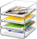 DCA 4 Tier Clear Desk Organizer, Stackable Paper Tray, Desktop File Sorter | Letter & A4 Compatible | Space-saving | Office, Home & School by DCA
