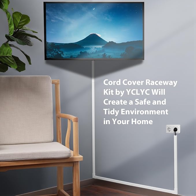 157in Cord Hider Wall Kit, Cable Hider for 1 Thick Cord, Grey | Wire Covers for Cords - TV Cord Cover Wall Kit, Cable Cover Cable Raceway , Wall Cable Concealer 10 x L15.7”, W0.78” H0.4” - Image 6