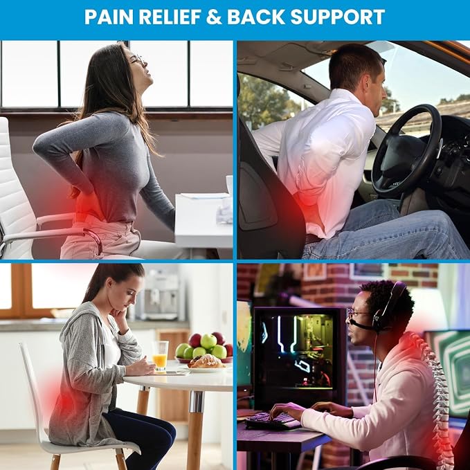 Lumbar Support Pillow for Office Chair, Office Home Essentials,Gifts for Mom,Dad, Back Support Pillow for Car, Chair Cushions,Back Pain Relief Improve Posture,Mesh Cover Double Adjustable Straps - Image 2