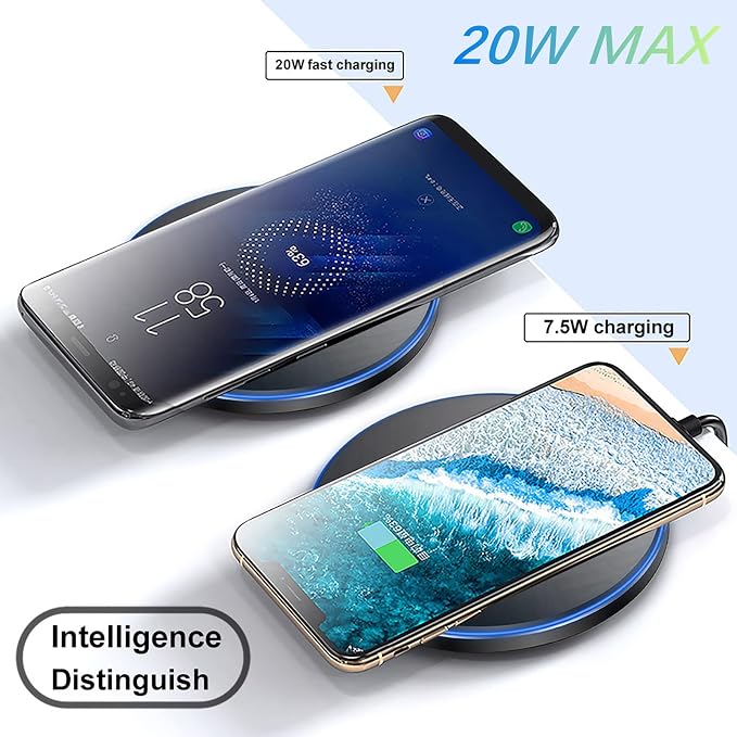 20W Fast Wireless Charger Pad,USB-C Wireless Phone Charging Station | Metal Frame Design,[20W SUPER Fast Charging] Wide Compatible with iPhone 17-11/Airpods,Samsung Galaxy/Buds,LG/Pixel -Black - Image 3
