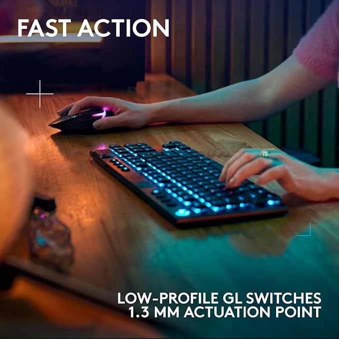 Logitech G915 X Lightspeed TKL Wireless Gaming Keyboard (Clicky) - Black | Low Profile, Mechanical Switches, Double-Shot PBT Keycaps, RGB lighting, Aluminum finish, PC/Mac Compatible - Image 3