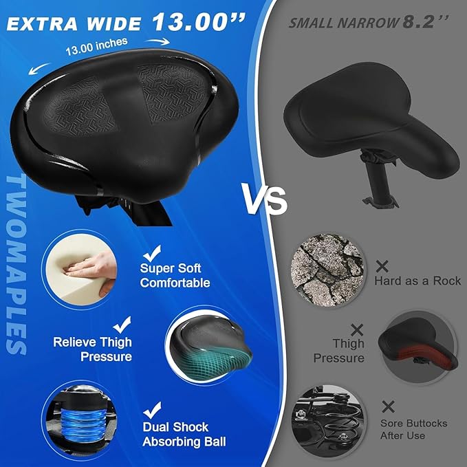 Noseless Bike Seat Cushion for Men & Women - Extra Padding & Comfort Wide Bicycle Seat, Oversized Comfortable Saddle for Peloton Bikes, Exercise Bikes, Electric Bikes, Cruiser Bikes - Image 6