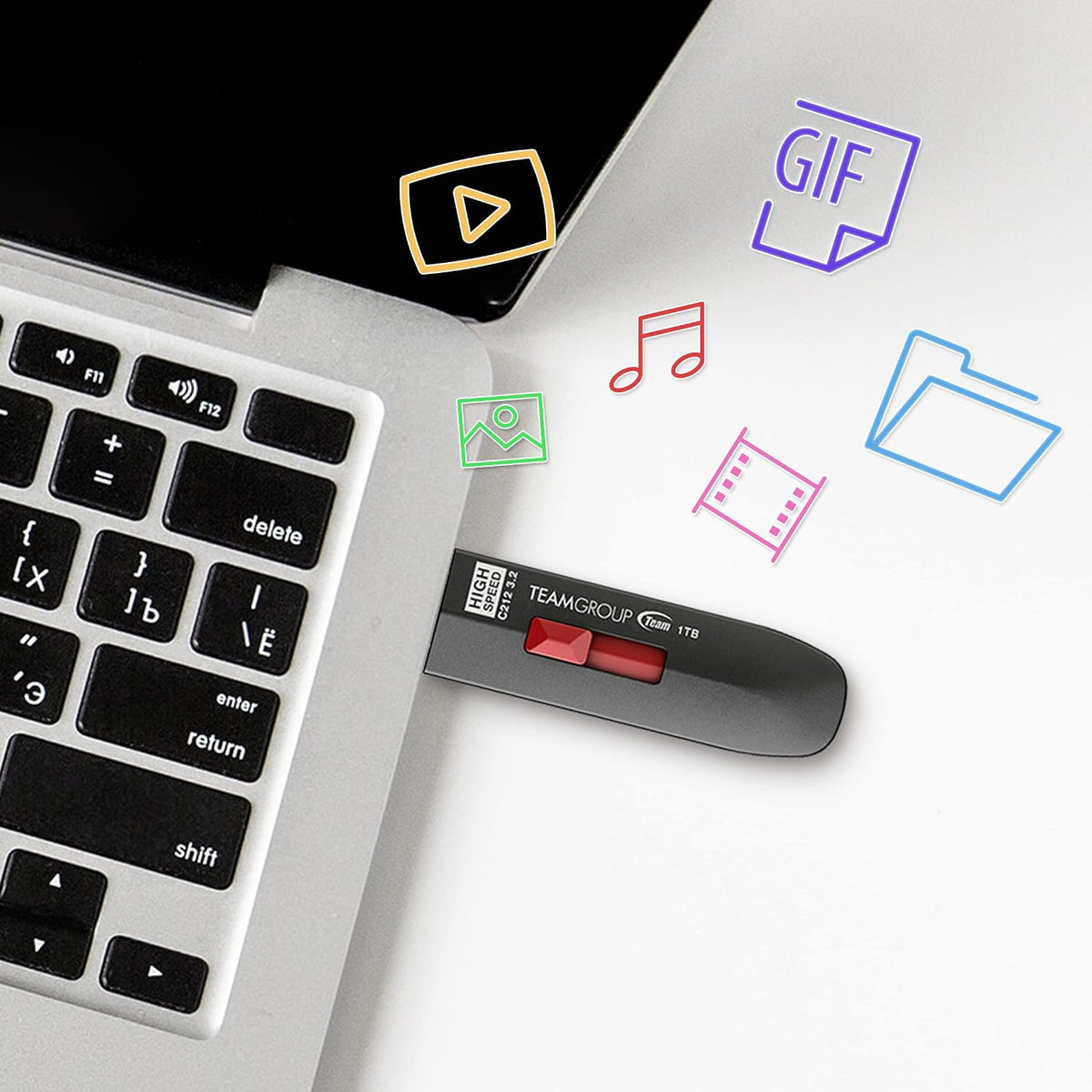 TEAMGROUP C212 Extreme Speed 512GB 1000/800MB/s USB 3.2 Gen 2 Easy Push-and-Pul Flash Thumb Drive External Data Storage Memory Stick Compatible with Computer/Laptop/PS4 PS5 TC2123512GB01 - Image 4