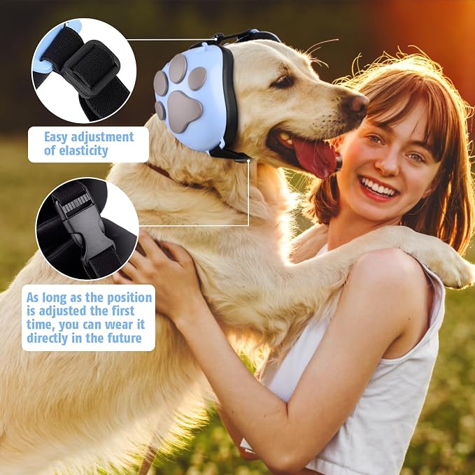 Dog Ear Muffs Noise Protection - 32dB NRR Noise Cancelling Headphones | Upgraded Calming Earmuffs for Hearing Protection, Thunder, Fireworks & Hunting with Dog Paw Design (S, Light Blue-Gray) - Image 5