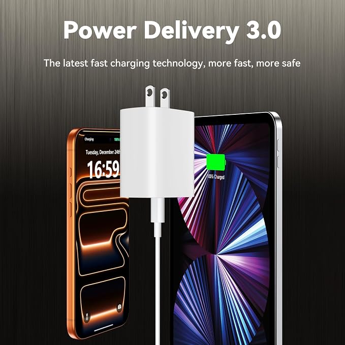 Phone 17 16 15 Charger Fast Charging,10 FT Long Braided USB C Charger Cord with 20W Type C Fast Phone Charging Block forPhone 17/17 Pro/17 Pro max/Air/Phone 16 15 Pro Max Plus, iPad,Android,Gray-White - Image 3