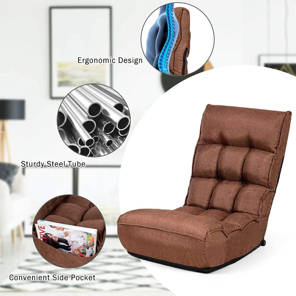 DORTALA Foldable Floor Chair for Adults, Memory Foam Floor Gaming Chair w/ 5-Position Adjustable Head and Back Support, Ergonomic Banana Chair for Bedroom, Living Room, Coffee - Image 6