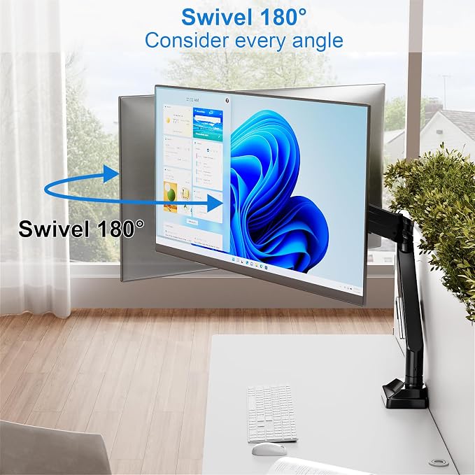 Single Monitor Mount for Max 43" Ultrawide Computer Screens | Hold up 2.2-33lbs Premium Monitor Arm Full Motion Gas Spring Heavy Duty Desk Mount Adjustable VESA Mount 75x75/100x100mm - Image 7