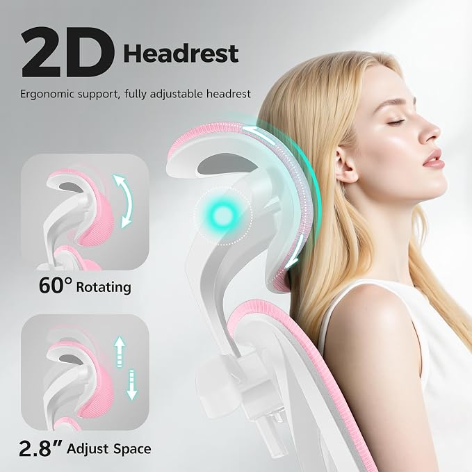 Ergonomic Office Chair High Back Desk Chair with Lumbar Support, Breathable Mesh Computer Chair with Adjustable Armrests Height, Reclining Swivel Big and Tall Gaming Chair for Home Office(Pink) - Image 4