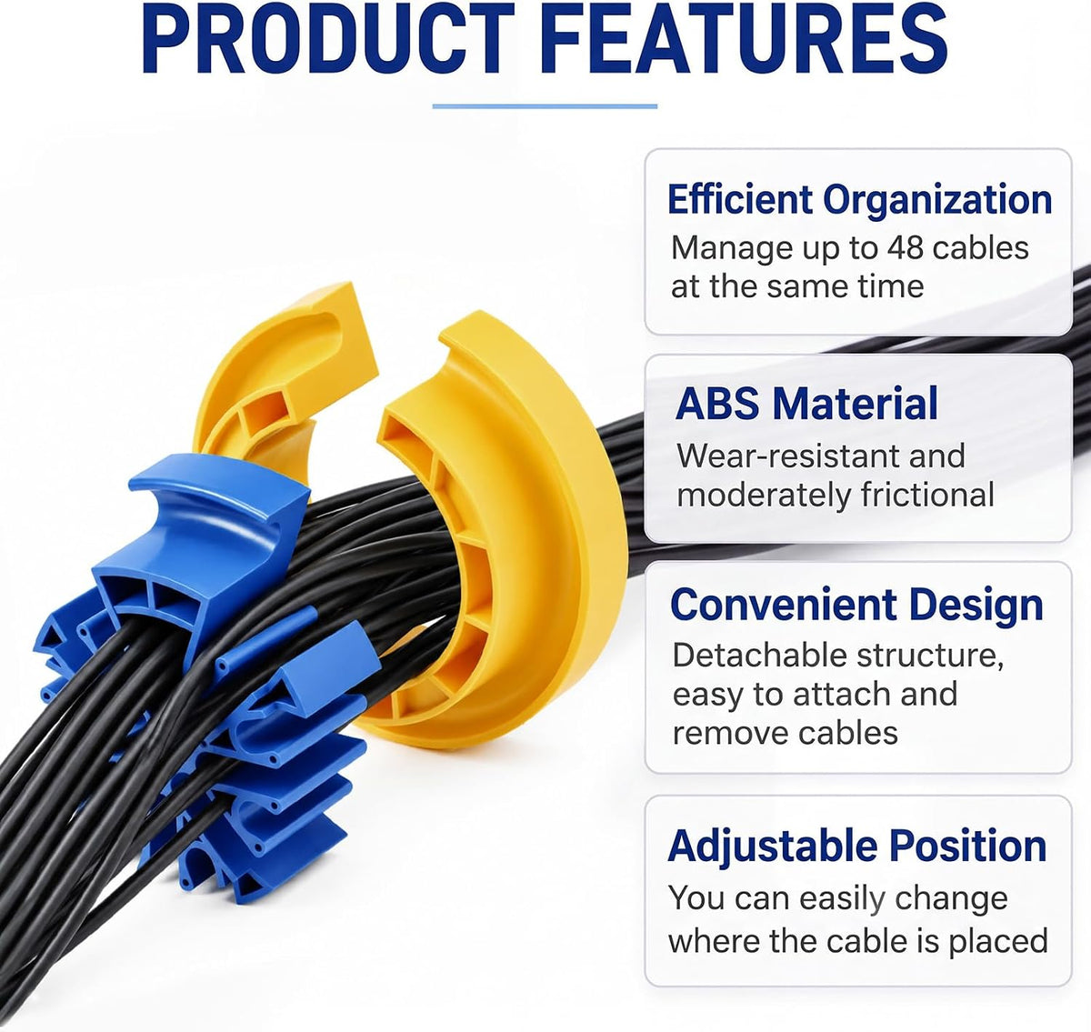 Tellegloww 4 Pcs Network Cable Management Tool, Wire Comb Kit - Image 4