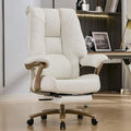 EXCEBET Big and Tall Executive Office Chair with Footrest, 400LBS Capacity Ergonomic High-Back Desk Office Chair with Lumbar Support, Padded Armrests & Thick Cushion, White PU Leather Chairs by EXCEBETOFFICECHAIR