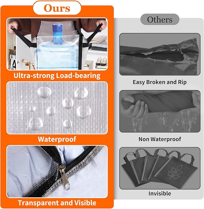TasticTotes 8 Pack Clear Storage Bags for Comforter, Clothes & Bedding, 60L | Plastic Blanket Storage with Zipper & Handle, Foldable Moving Bags, Closet Organizer and Under-Bed Storage Containers - Image 5