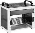 4U 10-Inch Mini Network Rack, White, 7.87" Deep Open Frame Rack with Acrylic Panels and Carry Handles, Includes 1x Vented Shelf and 1x Blank Panel by RackPath