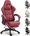 Dowinx Big & Tall Vintage Gaming Chair for Adults, 400 lb Capacity Heavy Duty Ergonomic Computer Chair with Massage Lumbar, Footrest & Easy Side Recline, Red by Dowinx