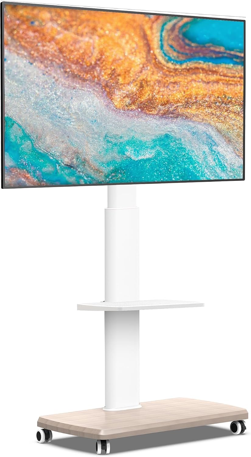 FITUEYES Rolling TV Stand for 32-75 Inch TVs with Swivel Mount, White by FITUEYES