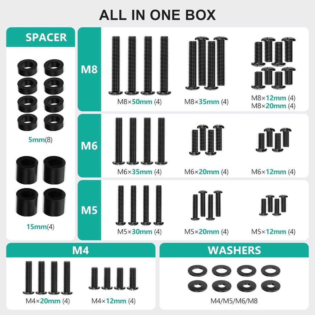 WALI Universal TV Mounting Hardware Set, M4,M5,M6,M8 Screws (UVSP) - Image 2